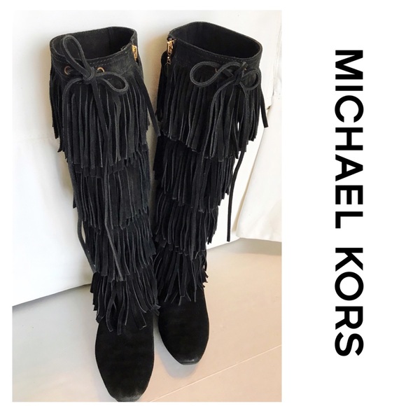 michael kors suede fringe boots